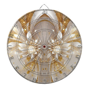 Cible De Fléchettes Tableau noir floral or blanc