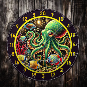 Cible De Fléchettes Tableau noir octopus de minuit