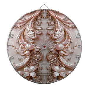 Cible De Fléchettes Tableau Orné de Perles et de Fleurs Roses