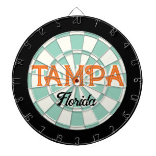 Cible De Fléchettes TAMPA Floride Orange texte Télégraphique Blanc Noi