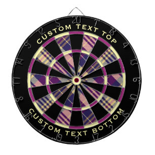 Cible De Fléchettes Tartan mauve, or et bleu