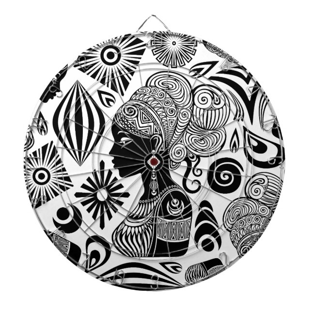 Cible De Fléchettes Tatouage Tribal Portrait de Fille Africaine (Devant)