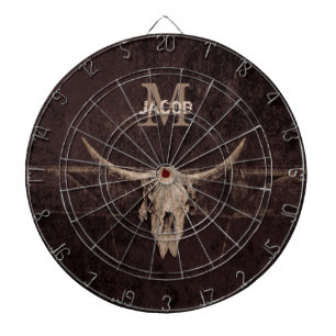 Cible De Fléchettes Taureau crâne Ouest Brown Beige Vieux Monogramme R