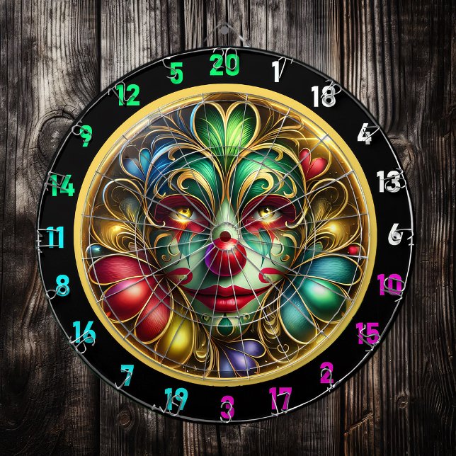 Cible De Fléchettes Tête de visage clown coloré avec nez rouge (Créateur téléchargé)