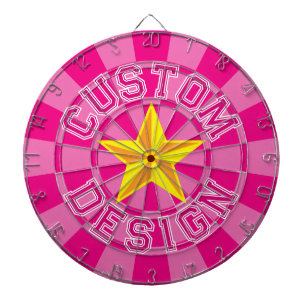 Cible De Fléchettes Texte De Design Personnalisé Rose Chaud Avec Étoil