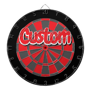 Cible De Fléchettes Texte en noir, gris et rouge avec contour blanc
