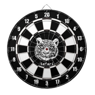Cible De Fléchettes Tigre blanc sur noir et blanc