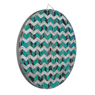 Cible De Fléchettes Tigre Chevron noir et Turquoise Impression
