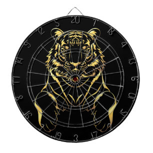 Cible De Fléchettes Tigre noir à rayures dorées