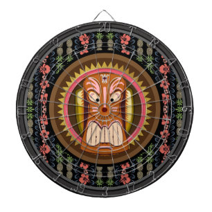 Cible De Fléchettes Tiki Masque Hibiscus Motif Dartboard avec fléchet