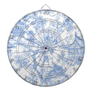 Cible De Fléchettes Toile de chinoiserie bleue Dragon Fleur de cerisie