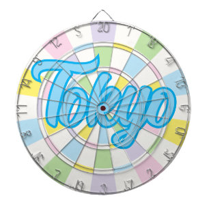 Cible De Fléchettes Tokyo Blue Texte éditable sur fond blanc et couleu