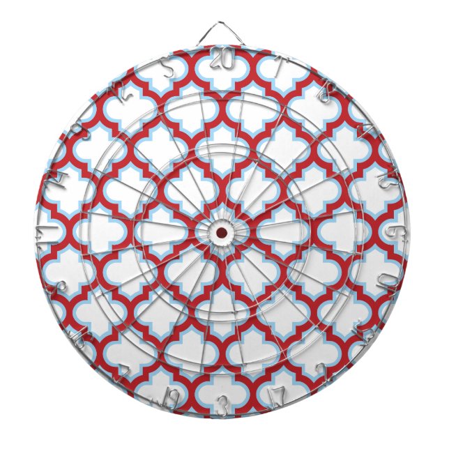 Cible De Fléchettes Trellis blanc et rouge, treillis, Quatrefoil (Devant)