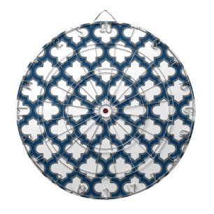 Cible De Fléchettes Trellis bleu blanc et marine, treillis, Quatrefoil