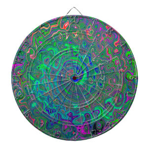 Cible De Fléchettes Trippy Chartreuse et Blue Retro Liquid Swirl