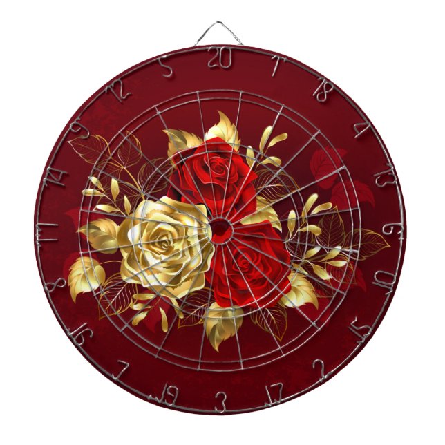 Cible De Fléchettes Trois Roses de bijoux (Devant)