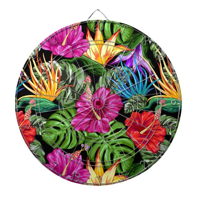 Cible De Fléchettes Tropical Floral Motif d'humeur estivale (Devant)