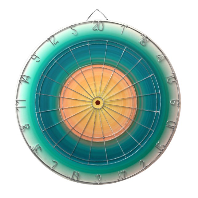 Cible De Fléchettes Turquoise bleu vert orange rose jaune (Devant)