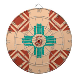 Cible De Fléchettes Turquoise Zia Tribal Brown Tan