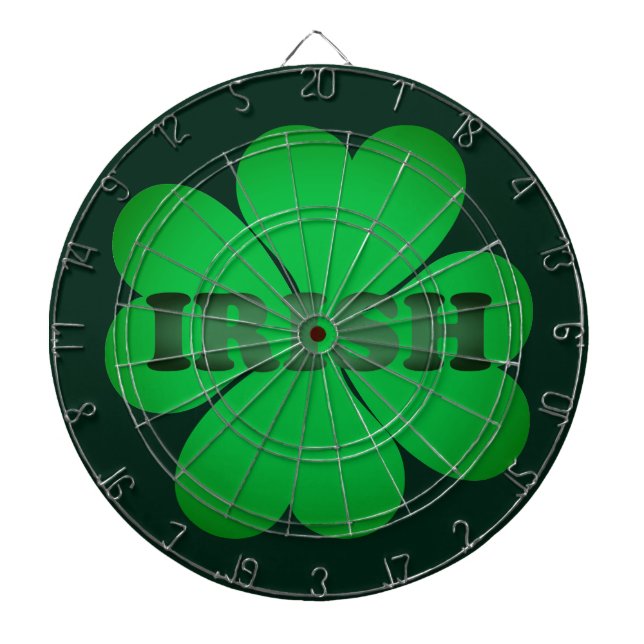 Cible De Fléchettes Typographie moderne verte irlandaise quatre feuill (Devant)