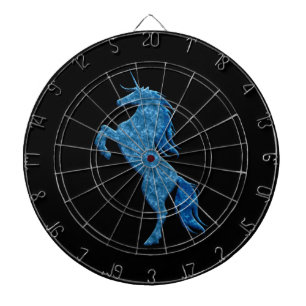 Cible de flechettes Unicorne de feu bleu