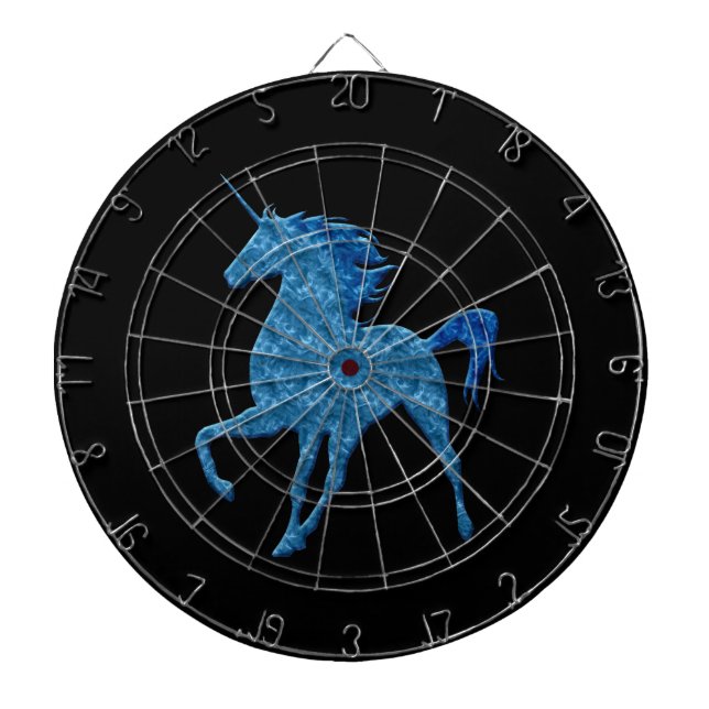 Cible de flechettes Unicorne de feu bleu (Devant)