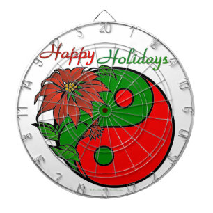 Cible De Fléchettes Vacances Yin Yang Poinsettia Rouge Vert