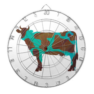 Cible De Fléchettes Vache Silhouette Brown et Turquoise