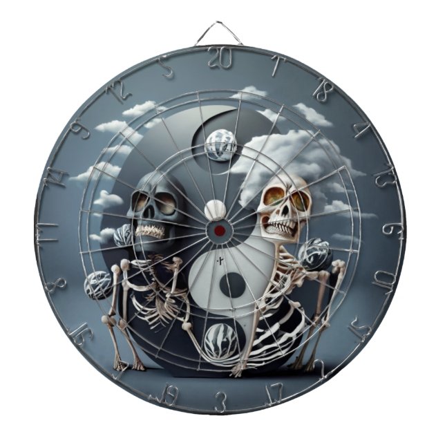 Cible De Fléchettes Vie et mort, Halloween YinYang Skeleton (Devant)