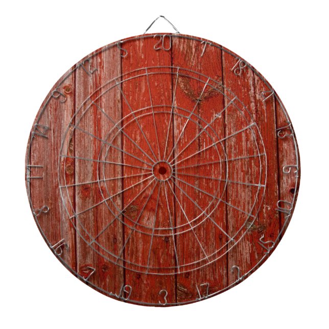 Cible De Fléchettes Vieux bois rouge (Devant)