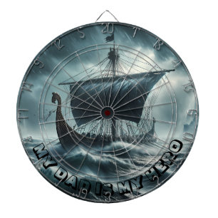 Cible De Fléchettes VIKING SHIP - Mon père est mon héros, personnalisa
