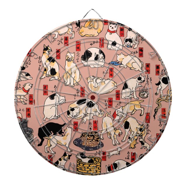 Cible De Fléchettes Vintage japonais motif de chat Ukiyo-e : Kuniyoshi (Devant)