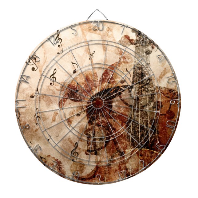 Cible De Fléchettes Violon avec notes de musique Illustration de musiq (Devant)