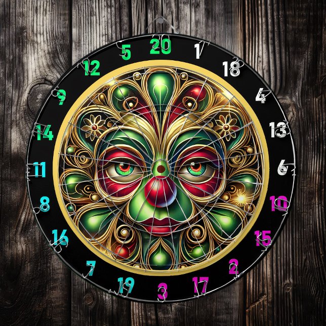 Cible De Fléchettes Visage de clown joyeux avec grand panneau rouge de (Créateur téléchargé)