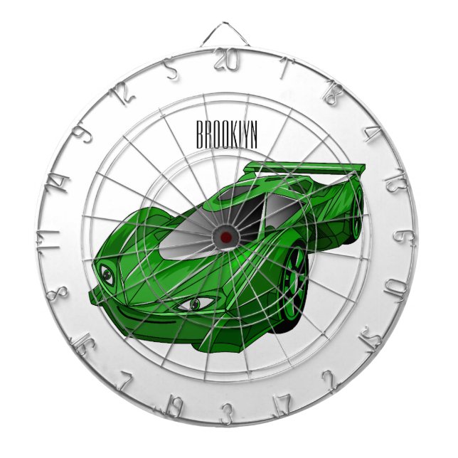 Cible De Fléchettes Voiture de sport verte avec illustration airfos (Devant)