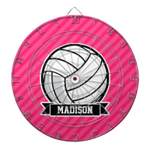 Cible De Fléchettes Volley-ball sur Neon Pink Stripes