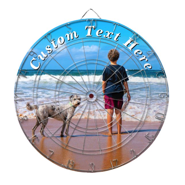 Cible De Fléchettes With Dog Photo Dart Board Personalized Text (Devant)