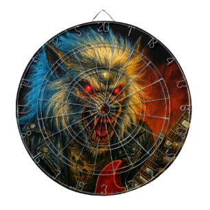 Cible De Fléchettes Wolve en métal lourd jouant de la guitare