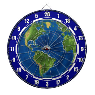 Cible De Fléchettes World Globe and Ship on Blue