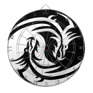 Cible De Fléchettes Yin et Yang dragon blanc et noir