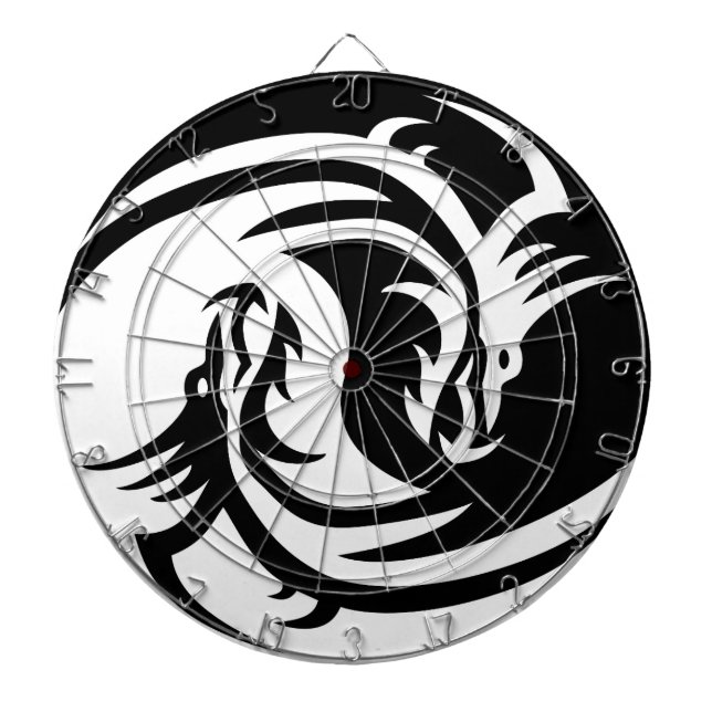 Cible De Fléchettes Yin et Yang dragon blanc et noir (Devant)