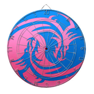 Cible De Fléchettes Yin et Yang, dragon rose et bleu