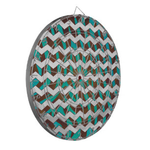 Cible De Fléchettes Zebra Chevron Impression Brown et Turquoise