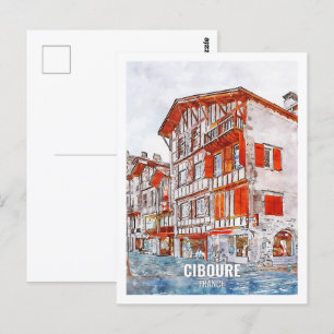 Ciboure France Travel Place Watercolor Postcard