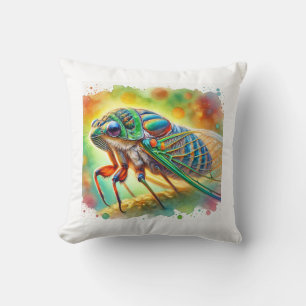 Cicada 060824AREF150 - Watercolor Throw Pillow