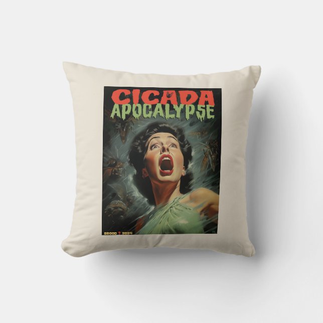 Cicada Apocalypse 2024 Throw Pillow (Front)