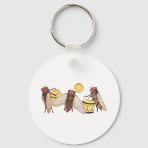 Cicada Band with Gong, Trumpet and Drum Keychain