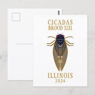 Cicada Brood XIII ILLINOIS 2024 Custom Text Postcard