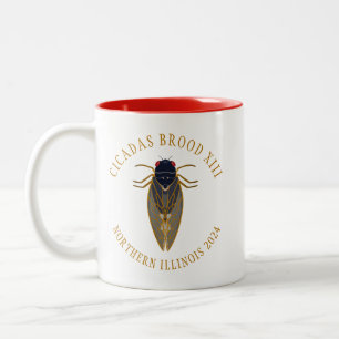 Cicada Brood XIII ILLINOIS 2024 Custom Text Two-Tone Coffee Mug
