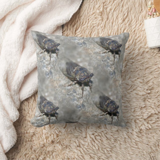 Cicada Bug Face Nature Pattern Throw Pillow (Blanket)